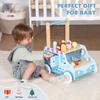 labebe Baby Push Walker, Wooden Activity Walker for Boys Girls 12M+, Push Walker Toy for Kids Learning to Walk, Adjustable Speed Learning Walking with Wheels, Birthday Gift for Babies Ages 1-3 (Blue) view 2