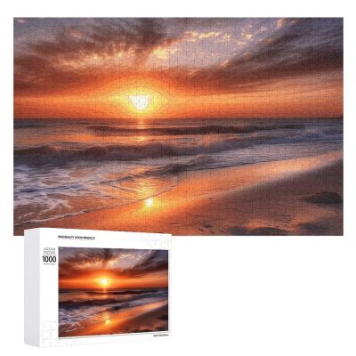 1000 PCS Jigsaw Puzzle for Adults Challenging Puzzle for Game Nights Beach Sunrise Jigsaw Puzzle Customized Personalized Wooden Puzzle Pieces for Family Home Decor