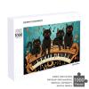 1000 PCS Jigsaw Puzzle for Adults Challenging Puzzle for Game Nights Four Black Cats Lying on The Piano Keyboard Jigsaw Puzzle Customized Personalized Wooden Puzzle Pieces for Family Home Decor Christ view 3