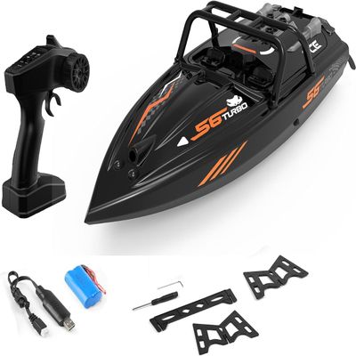 SOWOFA Remote Control Off-Road Boat Model Vortex Jet high-Speed Remote Control Speedboat 20km/h can be remotely Controlled Through Shallow Water Beach H156 with Lights Off-Road Speedboat