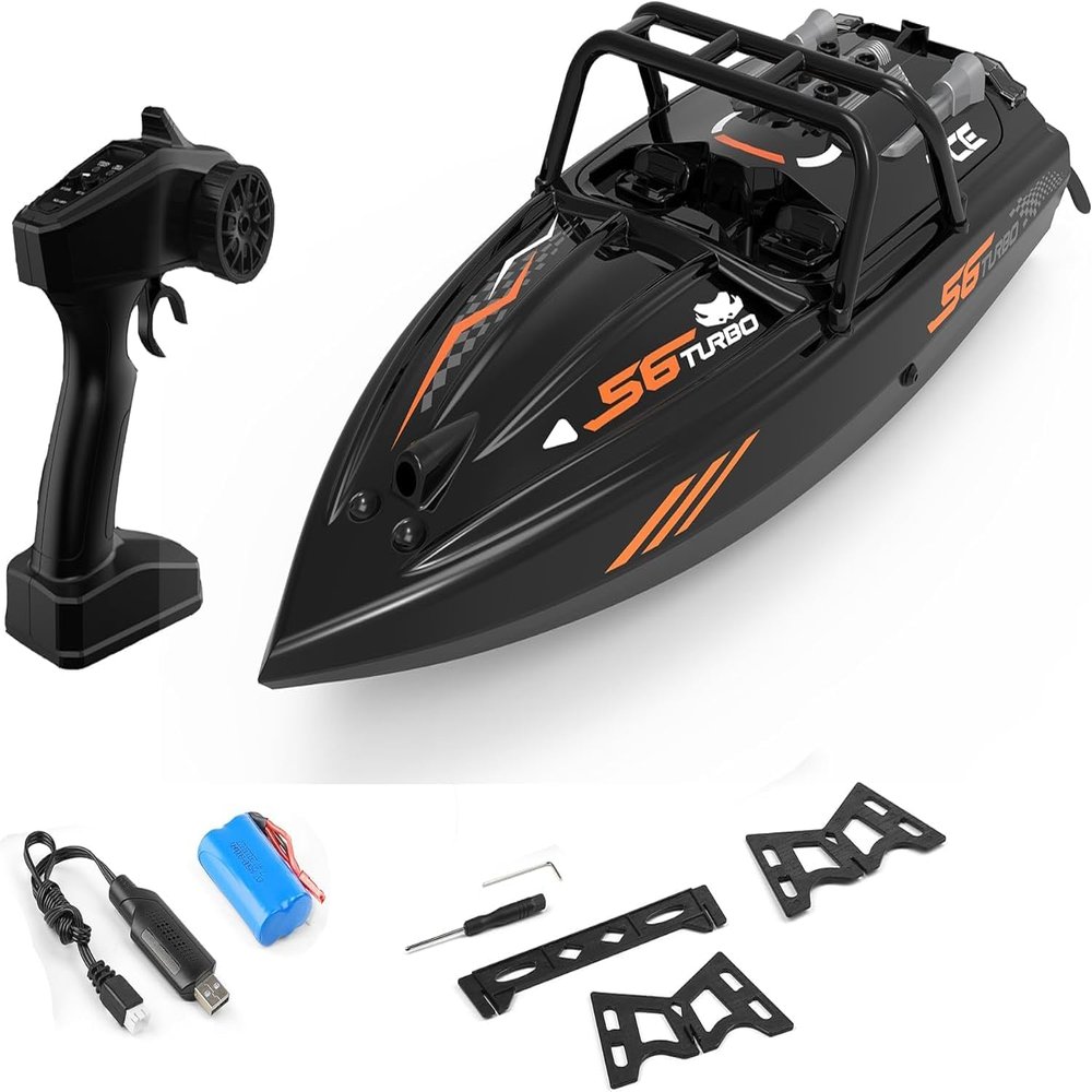 SOWOFA Remote Control Off-Road Boat Model Vortex Jet high-Speed Remote Control Speedboat 20km/h can be remotely Controlled Through Shallow Water Beach H156 with Lights Off-Road Speedboat