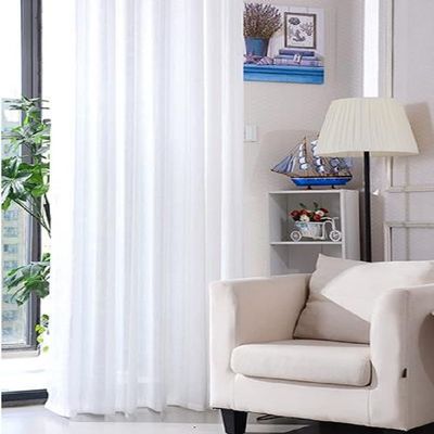 HooHero White 52 Width Beautiful Sheer Curtains Rod Pocket Top Living Kids Baby Room Home Decoration Modern Jacquard Cut Flower Plain Color