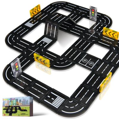 Aukit Magnetic Tiles Road Expansion Pack, Magnetic Building Blocks Construction Toys for 3+Year Old Boys Girls, Kids Toy Montessori Toys for Toddler.