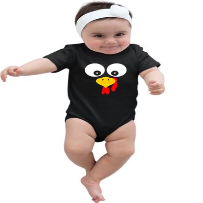 6M Black Infant Turkey Face Funny Thanksgiving Costume Creeper