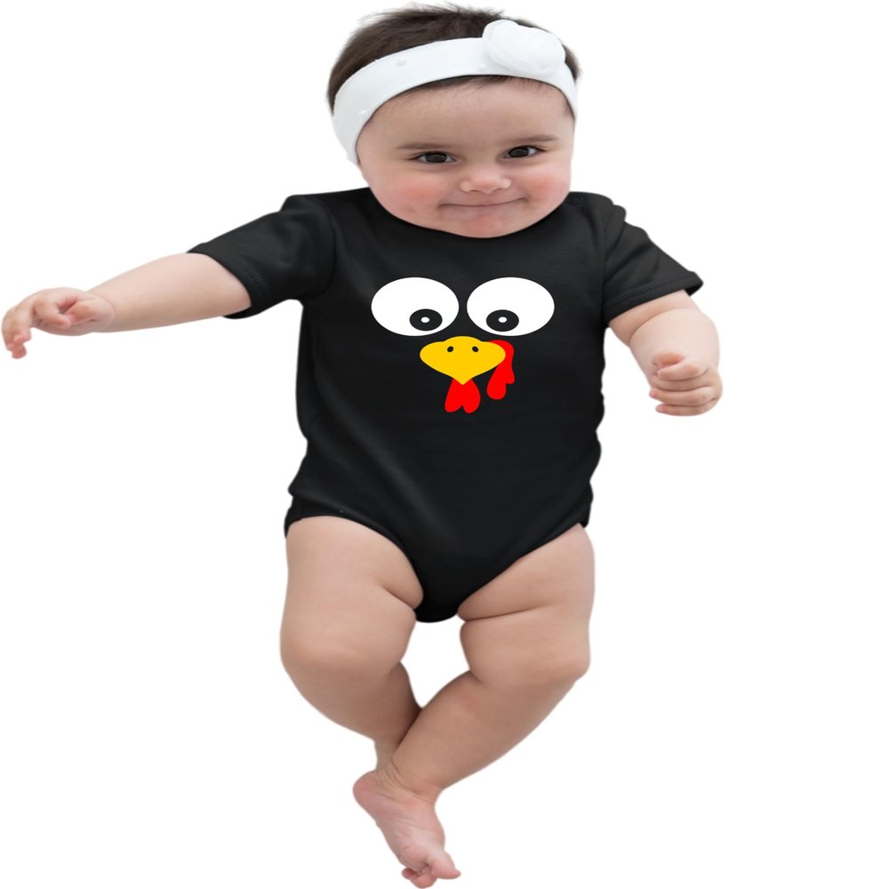 6M Black Infant Turkey Face Funny Thanksgiving Costume Creeper