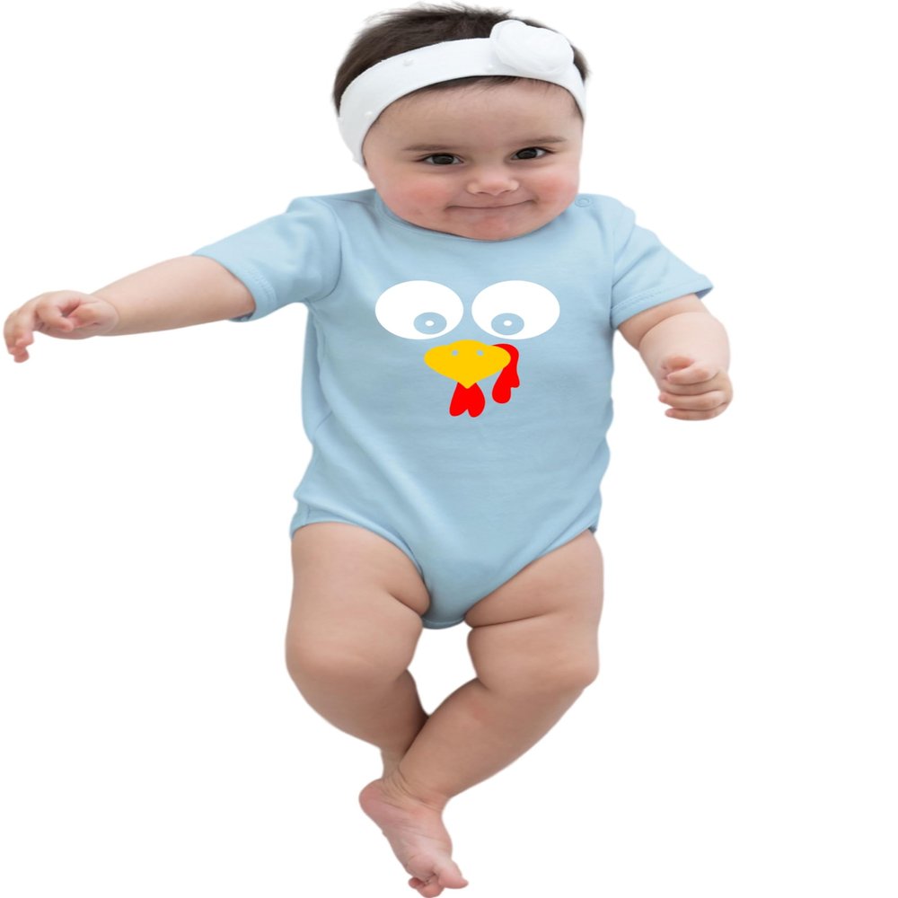 12M Light Blue Infant Turkey Face Funny Thanksgiving Costume Creeper