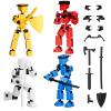 4PCS Mini Titan T-13 Action Figures Set, Assembly Completed Luck Dummy Robot 13 Action Figure Toys for Boys Stick Figures with Multi Joints Movable Fidget Gifts for Kids(White+Yellow+Red+Blue) view 1