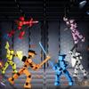 4PCS Mini Titan T-13 Action Figures Set, Assembly Completed Luck Dummy Robot 13 Action Figure Toys for Boys Stick Figures with Multi Joints Movable Fidget Gifts for Kids(White+Yellow+Red+Blue) view 2
