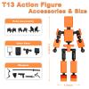 4PCS Mini Titan T-13 Action Figures Set, Assembly Completed Luck Dummy Robot 13 Action Figure Toys for Boys Stick Figures with Multi Joints Movable Fidget Gifts for Kids(White+Yellow+Red+Blue) view 3