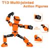 4PCS Mini Titan T-13 Action Figures Set, Assembly Completed Luck Dummy Robot 13 Action Figure Toys for Boys Stick Figures with Multi Joints Movable Fidget Gifts for Kids(White+Yellow+Red+Blue) view 4