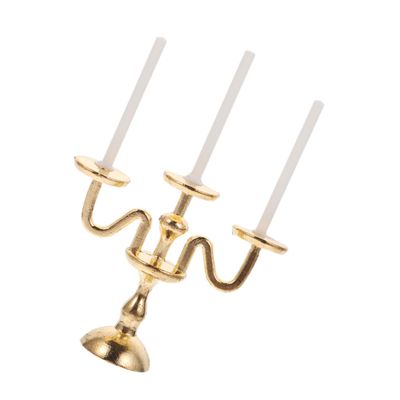FELTECHELECTR Mini Candlesticks Toy Miniature Candlestick Model Mini Doll House Decor Realistic Scene Alloy Material