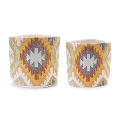 Melrose International 88412DS Southwestern Woven Cotton Basket - Set of 2