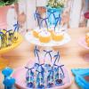 20 Pack Royal Blue Bow Cupcake Toppers Deep Blue Ribbon Bows Cake Toppers for Boys Men Father's Birthday Cake Decors High Footed Cup Balloon Wall Decorations Independence Day Graduation Party Supplies view 3
