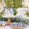 20 Pack Royal Blue Bow Cupcake Toppers Deep Blue Ribbon Bows Cake Toppers for Boys Men Father's Birthday Cake Decors High Footed Cup Balloon Wall Decorations Independence Day Graduation Party Supplies view 4