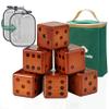 ApudArmis Classic Mahogany Giant Wooden Yard Dice Set, 3.5In Big Die Lawn Game Set with Scoreboard & Carrying Bag - Large Pine Wooden 6 Dice Backyard Game for Adults Family view 1