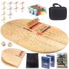 24.8in Wood Horse Race Board Game,Foldable Horse Racing Game,Large Size,with 11 Premium Metal Horses,96 Chips,2 dice,2 Boxes of Playing Cards,Storage Box,Large Storage Bag and Instruction Manual view 1