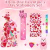 24 Pack Valentines Day Classroom Exchange Gift for Kids with Stationery Set Assorted Valentines Day Cards for Kids School Valentines Party Favors for Class with Goodie Bag and Pencils, Erasers, Rulers view 2