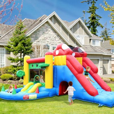 Eachup 17.6FT Commercial Bounce House for Big Kids 8-12,100% PVC Inflatable Obstacle Course Bounce House with 2 Slide,Climbing Wall,Obstacles,Trampoline,Ball Pool,1100W Blower