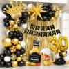 112pcs 30th Birthday Decorations for Him, 30th Birthday Decorations with Number 30 Foil Balloon Fringe Curtains White Black and Gold Balloons for Happy Birthday Party Decoration view 1