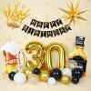 112pcs 30th Birthday Decorations for Him, 30th Birthday Decorations with Number 30 Foil Balloon Fringe Curtains White Black and Gold Balloons for Happy Birthday Party Decoration view 4