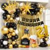 108pcs 21st Birthday Decorations for Him with Number 21 Foil Balloon Fringe Curtains White Black and Gold 21st birthday Balloons view 1