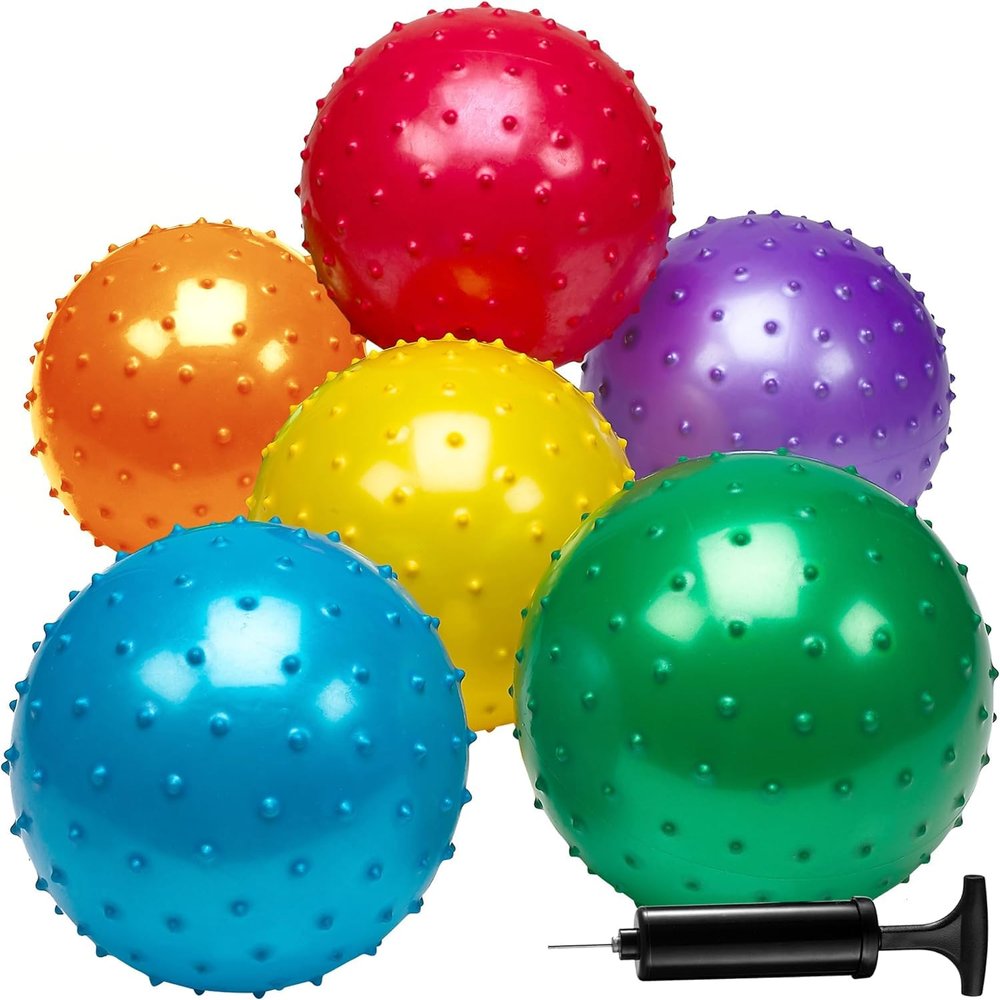 Bedwina Knobby Balls - (Pack of 30) Bulk 7 Inch Sensory Balls and Spiky Massage Stress Ball, with Pump, Fun Bouncy Ball Party Favors, Stocking Stuffers for Kids, Toddlers