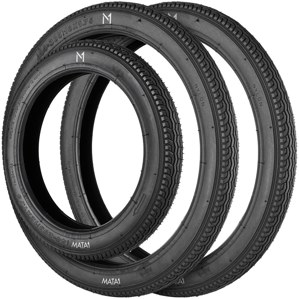 3 Tires for 3-Wheeler Gear Strollers - Front 12x1.75" & Rear 16x1.75" Tires - For Single/Double Stroller Models Including Revolution SE/Pro/Flex/SU/Ironman by Mata1-USA