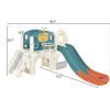 7 In 1 Children's Slide Play Set,Free-standing Castle Climbing Frame with Basketball Stand, Telescope,Children's Climbing Play House, Suitable for Indoor and Outdoor Activities, White Green and Orange view 3