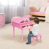30-Key Wooden Piano Toy, Children's Piano Set, Children's Grand Piano with Bench and Music Stand, Classic Elegance, Smooth Surface, Suitable for Children Aged 3-8, Pink view 2
