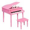 30-Key Wooden Piano Toy, Children's Piano Set, Children's Grand Piano with Bench and Music Stand, Classic Elegance, Smooth Surface, Suitable for Children Aged 3-8, Pink view 3
