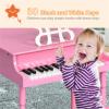 30-Key Wooden Piano Toy, Children's Piano Set, Children's Grand Piano with Bench and Music Stand, Classic Elegance, Smooth Surface, Suitable for Children Aged 3-8, Pink view 4