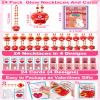 24 Pack Valentines Day Gifts for Kids Light Up Red Heart & Bear Necklaces with Valentines Day Cards for Kids School,Valentines Party Favors Led Necklaces Glow in the Dark for Class Girls Boys Exchange view 2