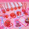 24 Pack Valentines Day Gifts for Kids Light Up Red Heart & Bear Necklaces with Valentines Day Cards for Kids School,Valentines Party Favors Led Necklaces Glow in the Dark for Class Girls Boys Exchange view 4