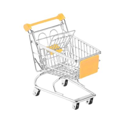 Fenteer Shopping Cart for Kids Children Push Cart Toy Decorative Ornament Dollhouse Furniture Fun Supermarket Toy Mini Storage Basket, Yellow