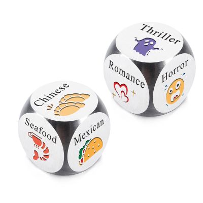 2Pcs Couple Dice, Valentines Gifts for Him Her, Funny Date Night Food Movie Decion Dice for Couples, Valentines Anniversary Wedding Birthday Gag Gifts for Him Her Couples