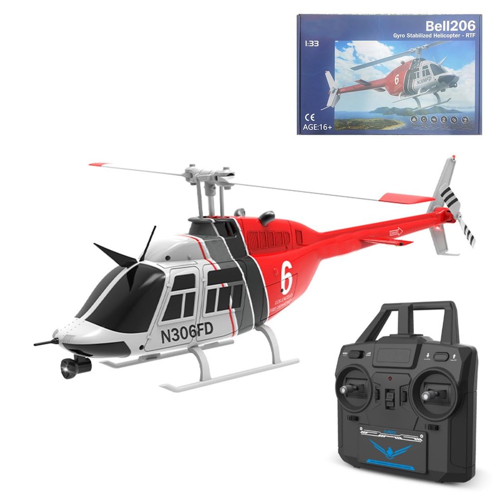 MakerTopia RC Helicopter, 1:33 RC C138 Remote Control 206 Helicopter 2.4G 6CH RC Airplane Military Aircraft Model, with Optical Flow Positioning Helicopter Indoor & Outdoor Games RC Flying -RTF