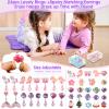 Kids Toys for Ages 5-7 Girls Jewelry Box, Toddler Toys For Girls 8-10, Clip on Earrings Adjustable Rings, Unicorn and Mermaid toy for Pretend Play & Dress up 3 4 5 6 Kids Birthday Christmas Gifts view 3