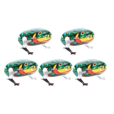 LIZEALUCKY 5 PCS Clockwork Pet Toy Iron Sheet Frogs, Animal Clockwork Wind Up Running Play Toys, Clockwork Frog Pet Toy for Cat Dog Playing Accessories