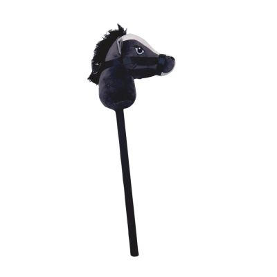 EHJRE Plush Stick Horse Hobby Horse on A Stick, Portable Plush Horse Riding Stick Props for Kids Performance Cosplay Indoors Stage, Black