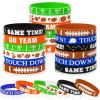 JUNEBRUSHS 42pcs Football Party Favors Silicone Bracelets Rubber Wristbands Accessories for Football Sport Themed Birthday Party Decorations Adults Stuffers Filler Gift Supplies(6 Designs) view 1