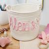 Zhongzhi Personalized Handmade Basket, Baby Gift, Cotton Rope Basket, Baby Basket, Toy Basket Name Newborn Monogram Baby Name Gift (40x24x15cm) view 1