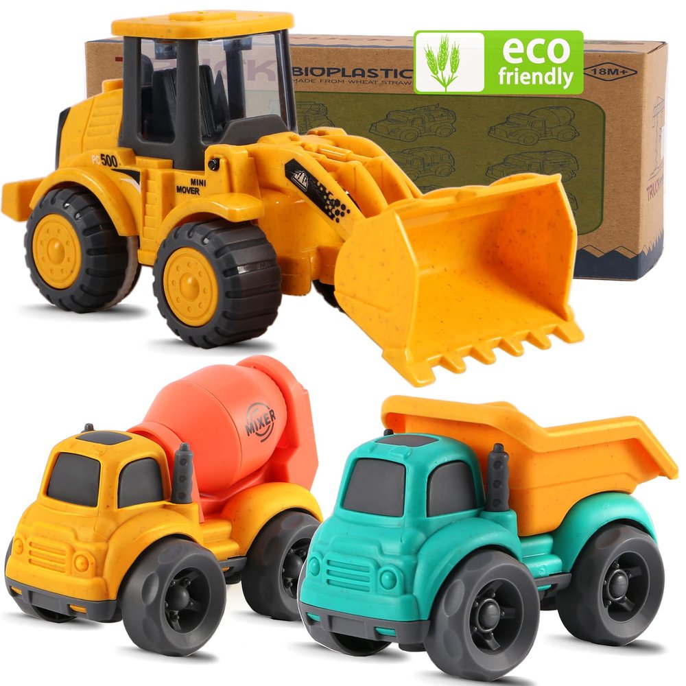vusum Toddler Toys for Ages 2-4, Kids Toys for 1 2 3 Year Old Boy Girls,Dump Truck Cement Mixer Excavator Toy Cars Set, BPA Free, Phthalates Free, PVC, Outdoor Toddler Boy Toys Birthday