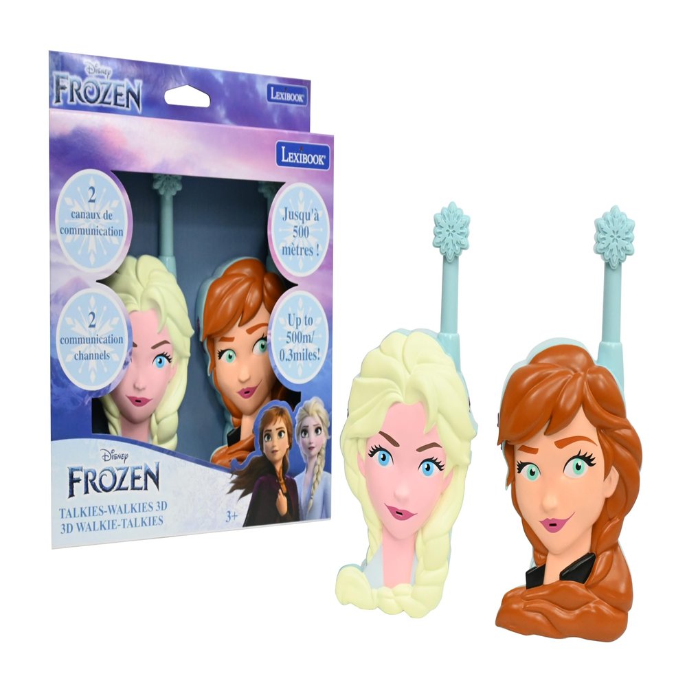 Lexibook, Frozen TW18FZ 3D Frozen Walkie Talkie 500 m Range 2 Communication Channels Belt Clip Blue