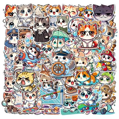 100 Pcs Cute Cat Meme Stickers  Funny & Durable Waterproof Vinyl Stickers for Laptops, Water Bottles, Suitcase and DIY Projects Teens Adults or Kids Gift (Cat)