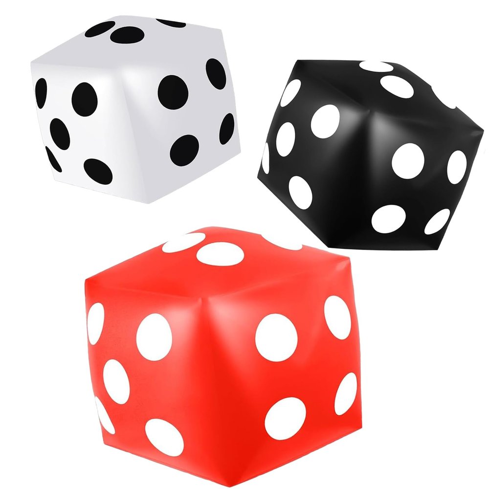 6 Pieces Jumbo Inflatable Dice 19.7 Inch Giant Inflatable Dice Multicolor Large Fun Game Tools for Indoor Outdoor Lawn Swimming Pool Party Board Game (White, Black, Red)