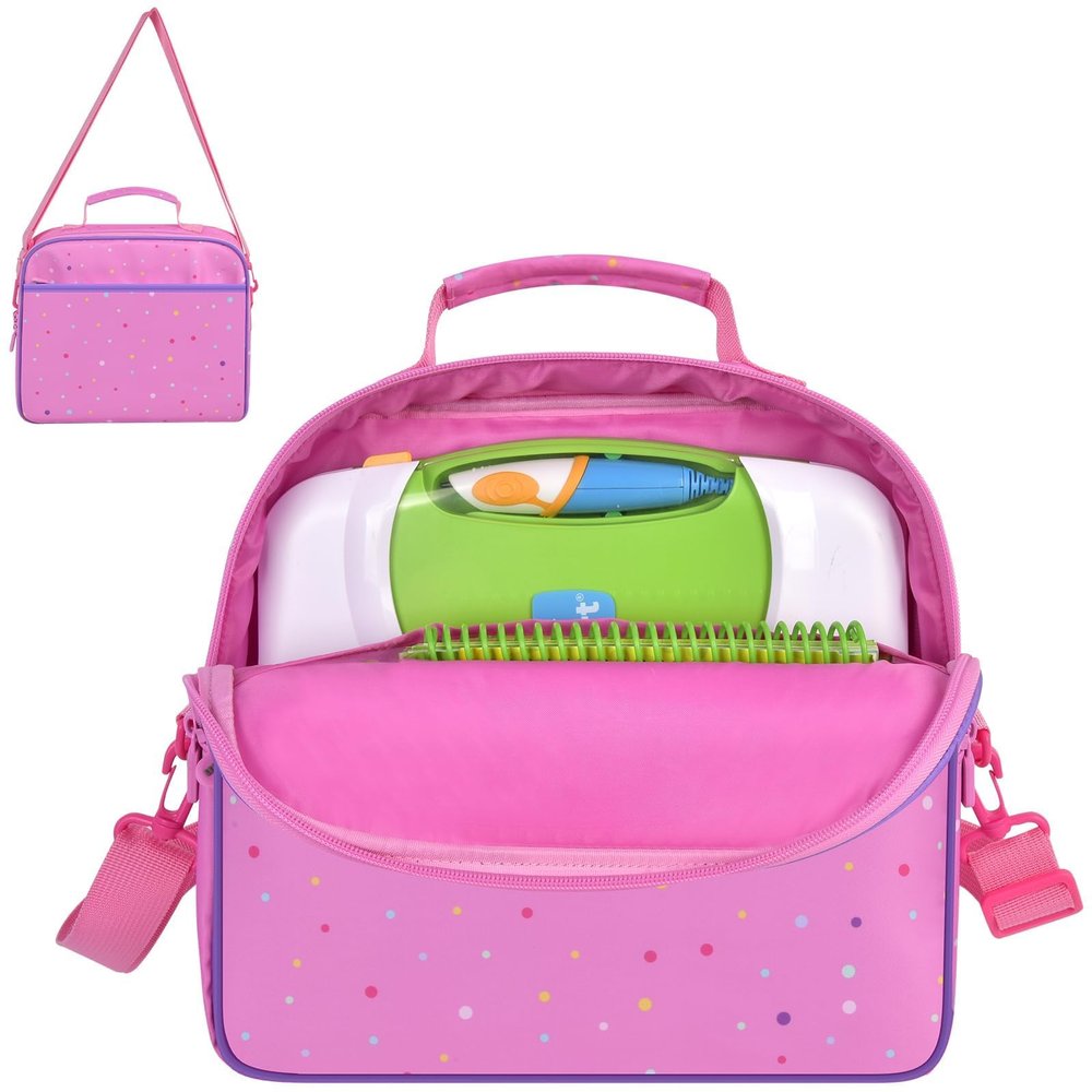 Portable Bag Compatible with Leapfrog LeapStart 3D Interactive Learning System for LeapFrog 2-in-1 LeapTop Touch for LeapFrog Scout and Violet 100 Words Book and Storage for 5-6 Books (Case only)Pink
