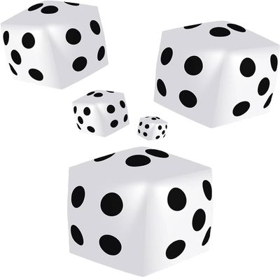 6 Pieces Jumbo Inflatable Dice 19.7 Inch Giant Inflatable Dice Multicolor Large Fun Game Tools for Indoor Outdoor Lawn Swimming Pool Party Board Game, White