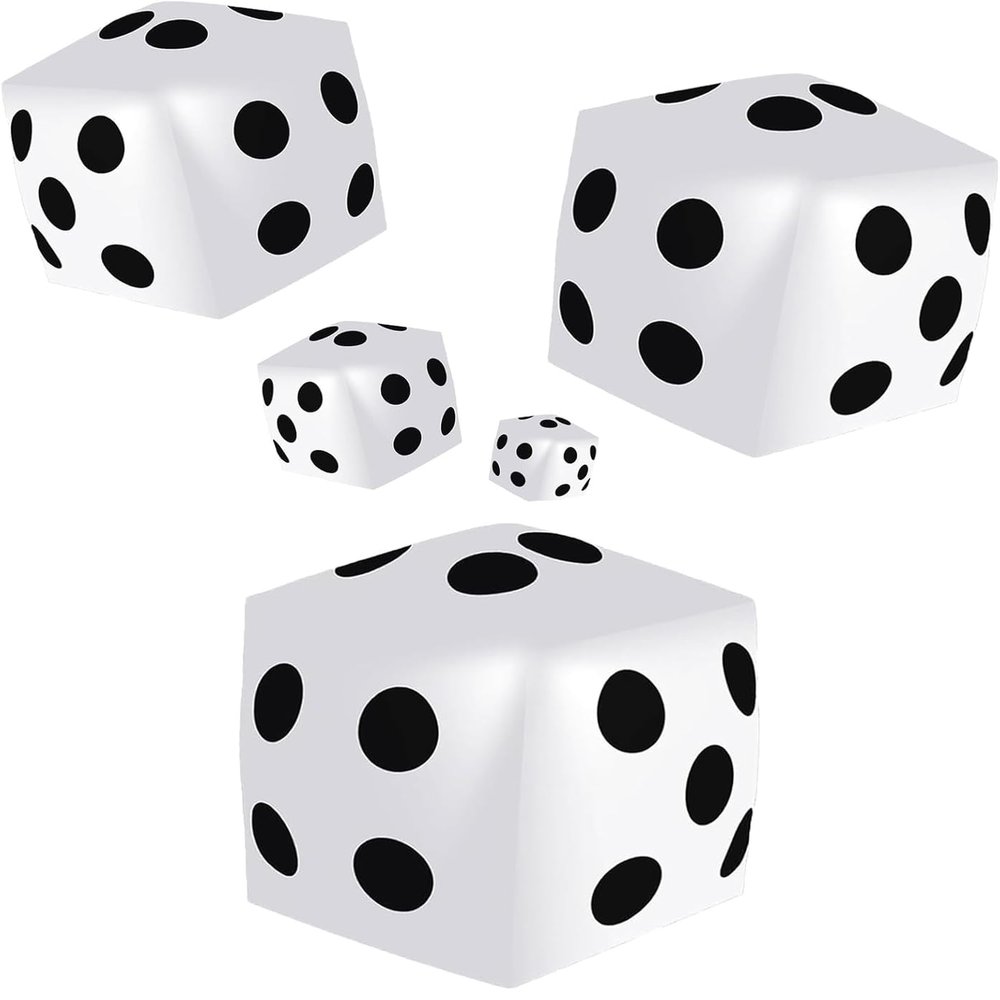 6 Pieces Jumbo Inflatable Dice 19.7 Inch Giant Inflatable Dice Multicolor Large Fun Game Tools for Indoor Outdoor Lawn Swimming Pool Party Board Game, White