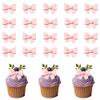 20 Pcs Bowknot Cupcake Toppers Glitter Pink Bow Cake Picks Bridal Engagement Wedding Baby Shower Birthday Party Theme Decoration Supplies (pink) view 1