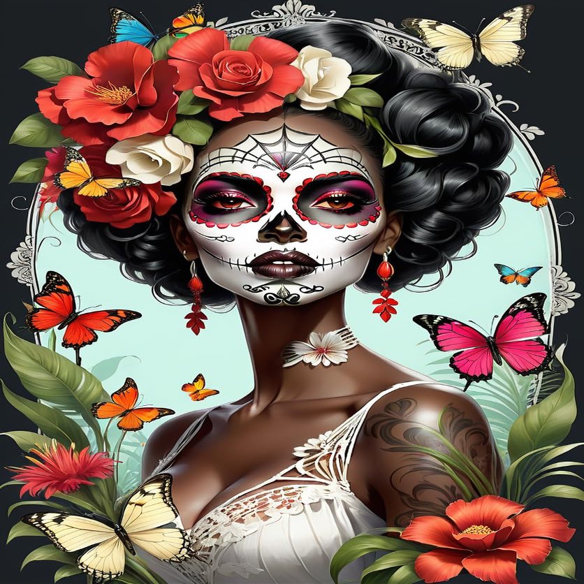 1000 PieceAdult and Youth Sugar Skull Puzzles Dynamic African Woman Fun and challenging,Halloween Themed Puzzles,Great Gift for Family and Friends Dimensions 20 X 28.8 Inche